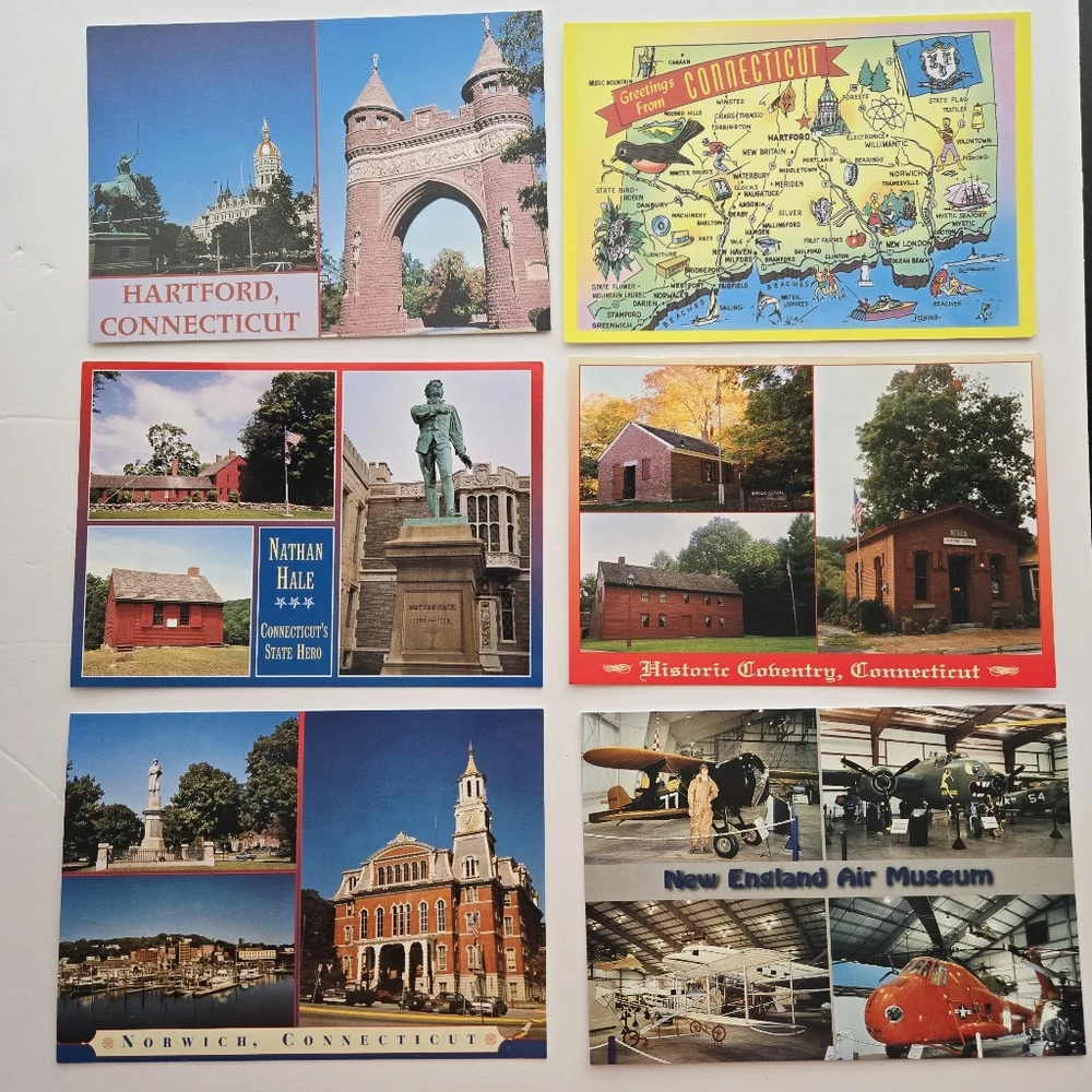 Connecticut Souvenir Postcards Set of 10 Unused NEW Mystic Norwich Hartford #A